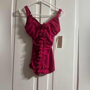 Pink Ruffled Swimsuit Top